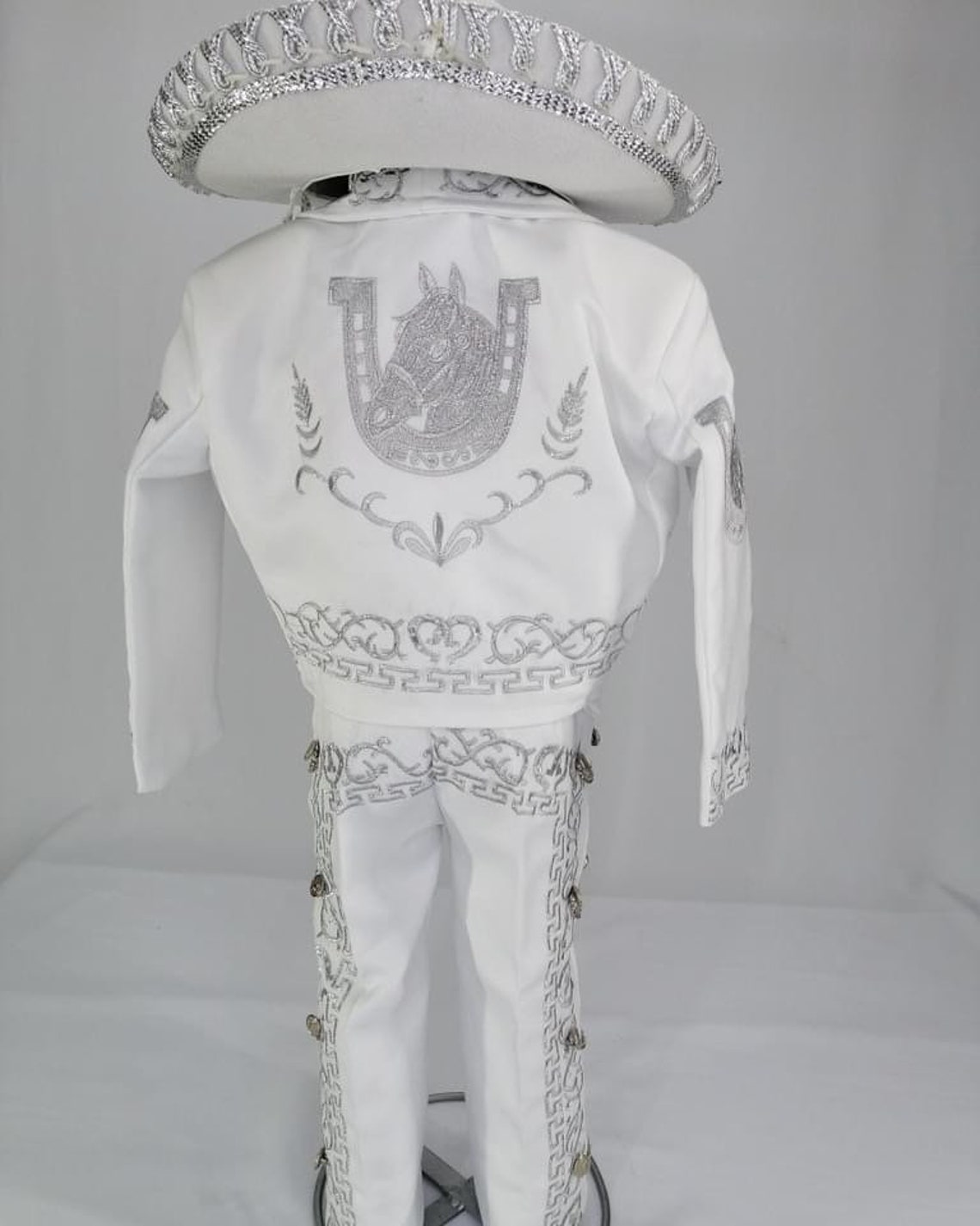 Charro Embroidered Outfit Traje Boy Mariachi Suit White/silver - Etsy