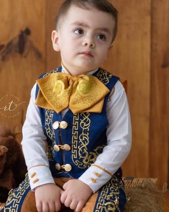 Traje de charro bordado traje de mariachi para nino color azul bronceado vaquero vaquero occidental mexicano Etsy Mexico