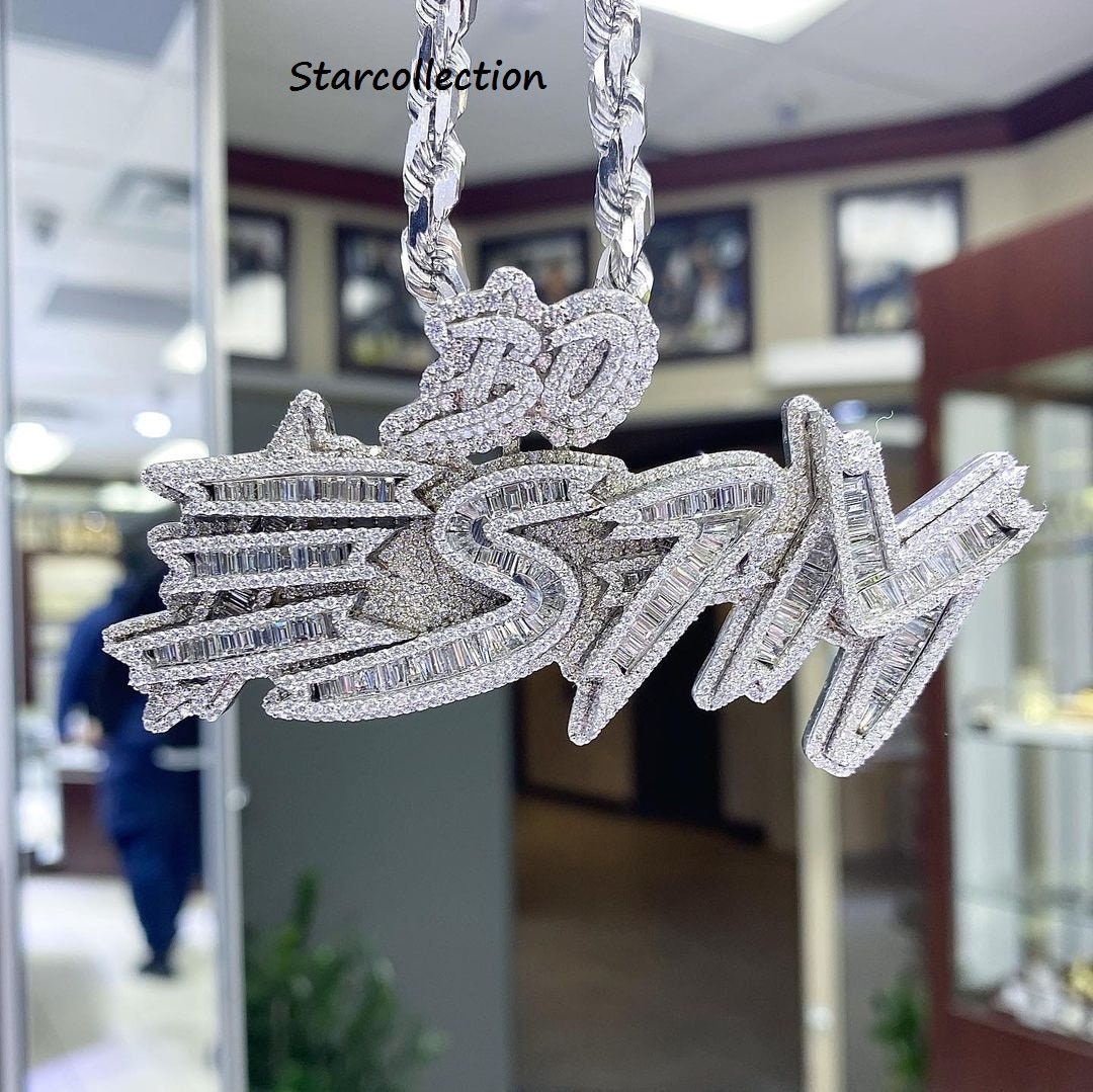 Custom Made Diamond Letter Pendant ES7M/CZ/Moissanite Etsy