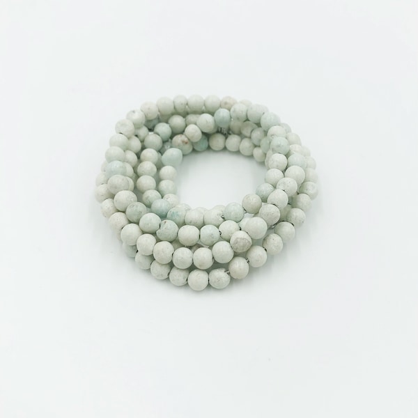 Small Off-White & Pale-Blue Coral 4mm Beads