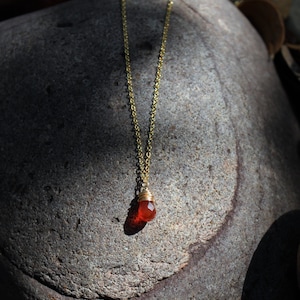 Red Carnelian Dainty Gold Chain Necklace