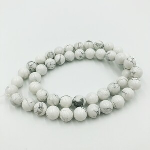 White Marbled Howlite Beads 8mm Mala Beads