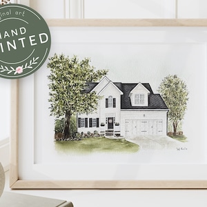 Hand Painted Watercolor House Portrait, Custom House Portrait, Housewarming Gift, First Home Gift, Realtor Closing Gift, House Painting