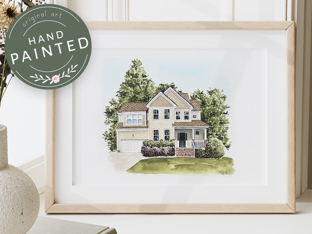 Hand Painted Watercolor House Portrait, Custom Home Illustration - Etsy