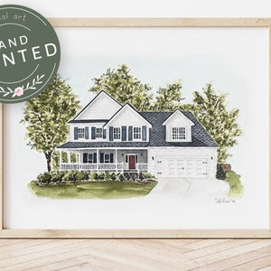 Custom House Portrait,  Hand Painted, Housewarming Gift, Watercolor House Portrait, Realtor Closing Gift, Personalized New Home Gift