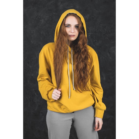 Yellow Hoodie for Women. Casual Oversized Hoodie. Loose Hooded
