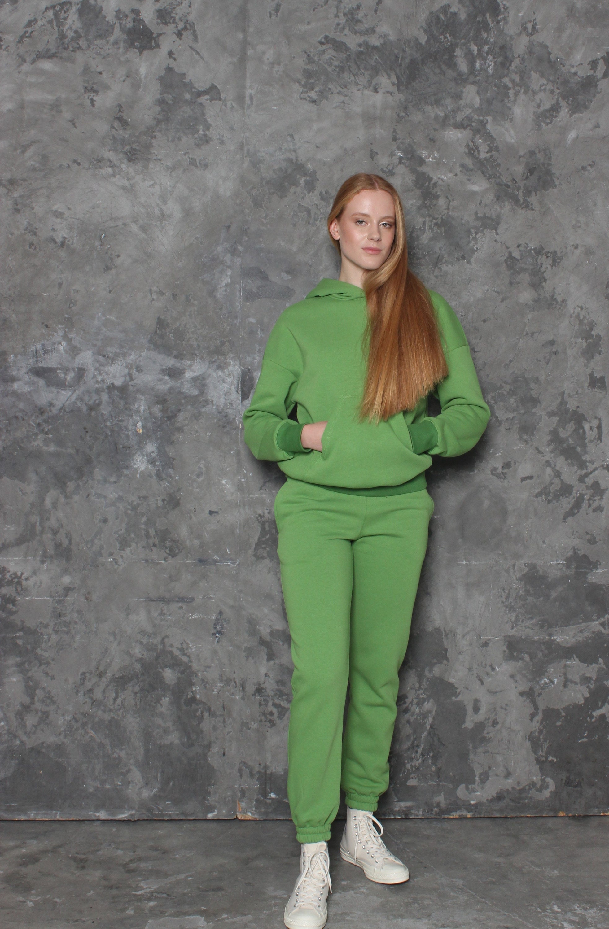 Spice Green Matching Tracksuit Women Two Piece. Bright Green Hoodie and Jogging  Pants Set. Warm Cotton Jersey Sweatpants and Sweatshirt Set. -  Canada