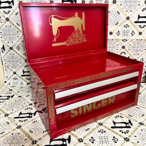 RED TOOLBOX INCLUDED w/Gold decals applied: Mini Kobalt 2-Drawer Toolbox with Celtic Decals