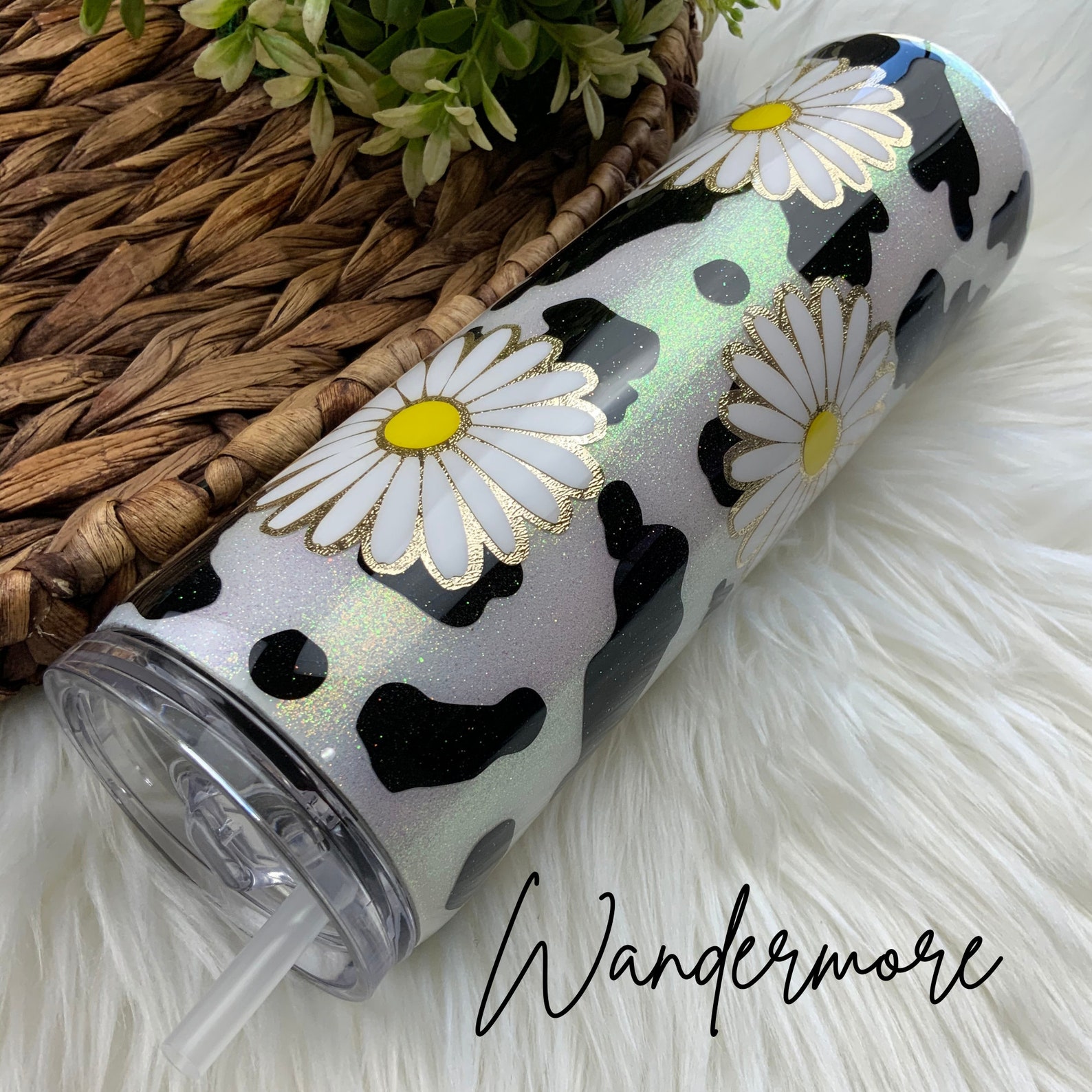 Daisy Tumbler Cow Print Tumbler Cow Hide Tumbler With Etsy Canada