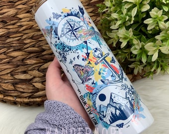 20oz not all who wander are lost tumbler, Stainless steel tumbler, Skinny tumbler, Insulated cup, Traveller gift, Adventure tumbler