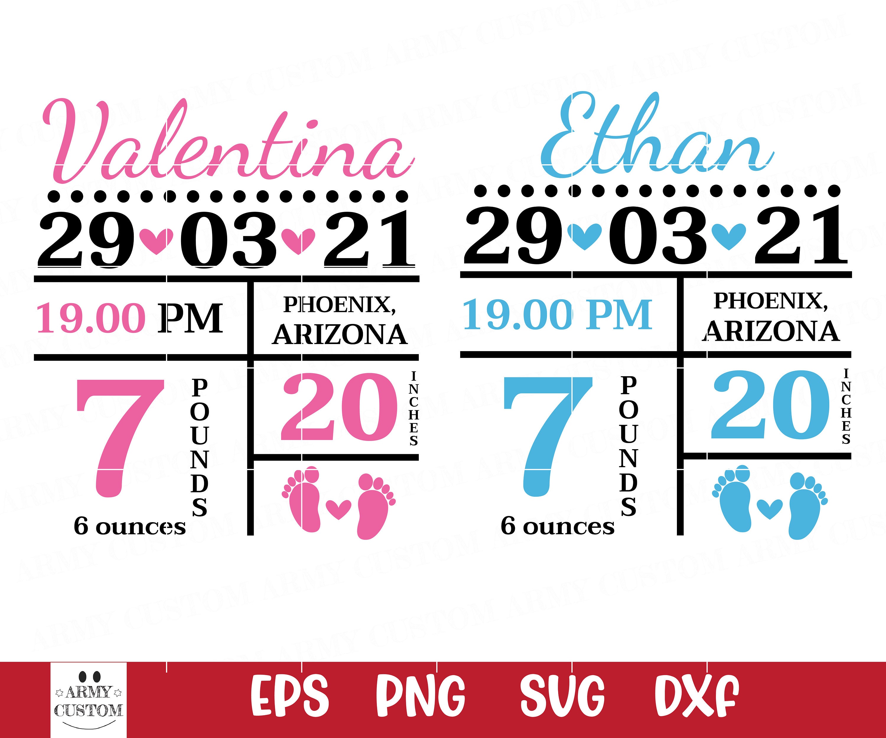 Download Baby Birth Announcement Svg Birth Stats Svg Baby Svg Birth Etsy