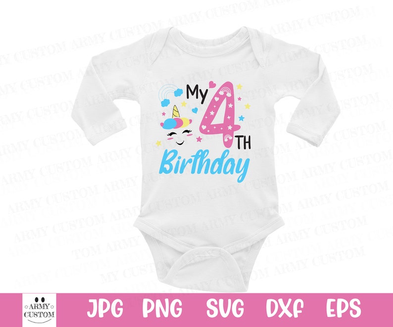 Download Unicorn Four Birthday Svg Fourth Birthday Svg Unicorn 4th ...