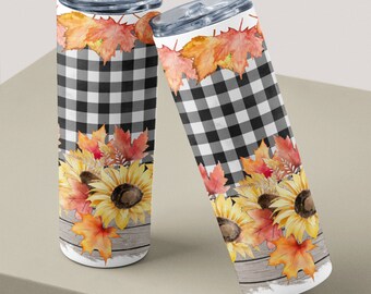 Skinny Tumblers, Autumn Gift, Sunflowers Tumbler, Fall Tumbler, Sunflower Gift, Travel Tumbler, September Birthday, Autumn Mug, Libra Girl