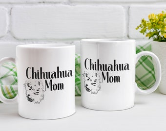 Personalized Dog Mug, Chihuahua, Long Hair Chihuahua, Dog Mug, Custom Pet Mug, Dog Face Mug, Chihuahua Gifts, Chihuahua Dad, Dog Mom Mug,