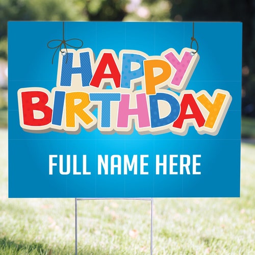 Happy Birthday Lawn Sign Yard Sign Birthday Balloon Etsy