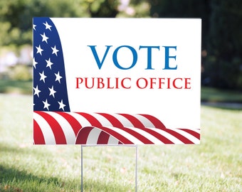 Waving Flag CUSTOM Political Lawn Sign - 24 x 18 - Political Yard Card - Printed on Both Sides  - Includes Stake