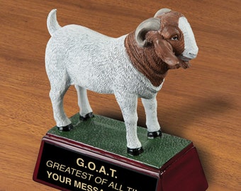 G.O.A.T. Greatest Of All Time Sculpture Trophy, Hand Painted Award,Personalized Free, GOAT