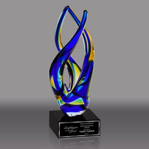 Artistic Glass Twist Award - Hand Blown and Formed Art Glass 9.5"