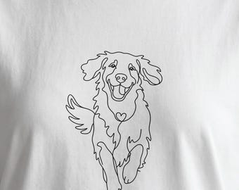 Golden Retriever Line Art Digital Download, Happy Dog Outline Drawing PNG SVG File, Pet Lover Gift Minimalist Wall Art Decor