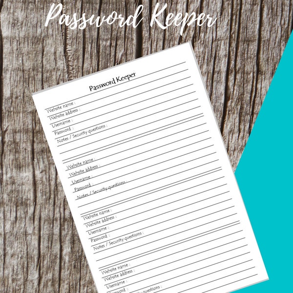 Password Keeper| Login Details Tracker, Username Keeper, Security Details, Internet address, Password printable