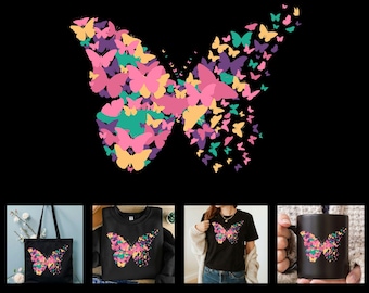 Unabhängiges Schmetterlings-T-Shirt Design, Schmetterling SVG, PNG PDF und AI-Dateien Digital Download