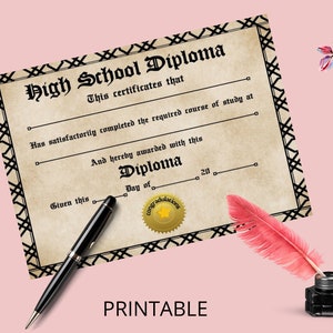 Printable High School Diploma Certificate Template | Graduation Gift For University Students | Homeschool Graduation Diploma Certificate