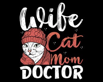 Frau Katze Mom Doktor t-shirt Design PNG Digital Download