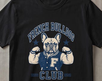 French Bulldog Club Varsity Digital Download, Retro Frenchie PNG, Distressed Collegiate Pet Lover Graphic Art