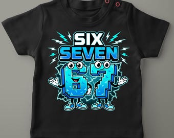 Six Seven 67 Brainrot Meme T-Shirt Design, Italian Kids Gaming, Baseball Number, Gen Alpha Slang PNG