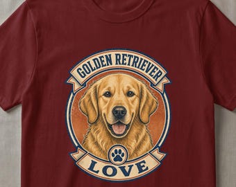 Golden Retriever Dog Lover Digital Art Print, Vintage Distressed Pet Graphic, Retro Dog Mom Dad Gift, Printable SVG PNG JPG