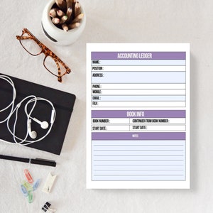 Accounting Ledger Printable | Bookkeeping journal homes and small businesses | Great for Budgeting | Accounting ledger book