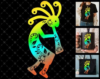 Lustiges Kokopelli Südwesten Native American T-Shirt Design, Tribal Querflöte Spirit Grafik-T-Shirt SVG, kokopelli
