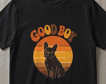 French Bulldog Good Boy Digital Download, Retro Frenchie Sunset PNG SVG Clipart for Dog Lovers & Pet Owners, Vintage Graphic