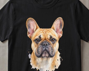 Watercolor French Bulldog Digital Art Print, Fawn Frenchie Dog Lover Gift, Pet Portrait Art, Cute Dog PNG File Download