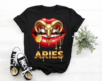 Big Aries Gold Lips PNG,  Aries Cruise Shirt Design, Instant Digital Download