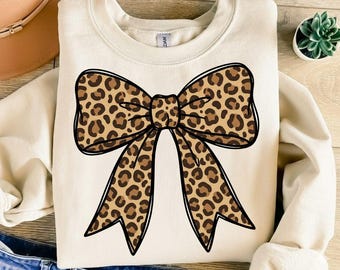Cheetah Bow PNG, Brown Bow Era Sublimation Design, Leopard  Print Shirt Graphic, Instant Digital Download