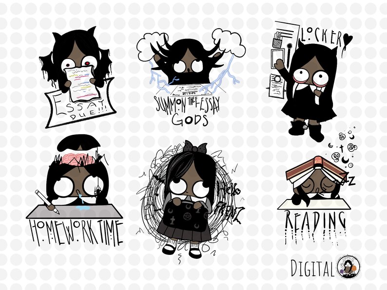 png clip Art Amelia Back To School Planner Stickers 300 ppi Digital Die Cut