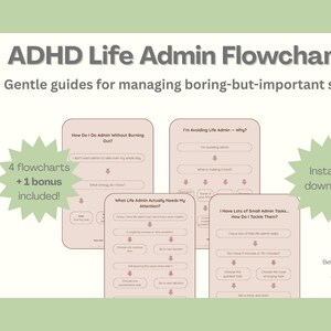 ADHD Life Admin Flödesscheman | Stöd för exekutiv dysfunktion (PDF-mönster)