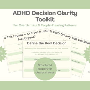 ADHD Decision Clarity Toolkit for Overthinking & People-Pleasing | Executive Dysfunction Workbook Printable PDF