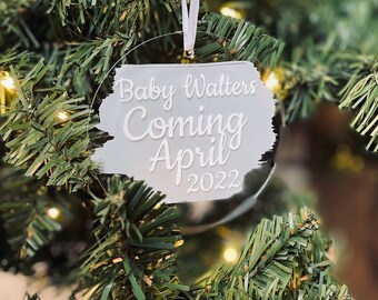 Baby Announcement Christmas Ornament | Custom Acrylic Christmas Ornament | Custom Baby Ornament | Pregnancy Announcement Ornament