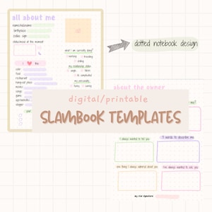 Urocze szablony Slam Book, Wydrukowalna Slam Book, Cyfrowa Slam Book, Styl papierowy, Projekt Slam Book, Natychmiastowe pobieranie