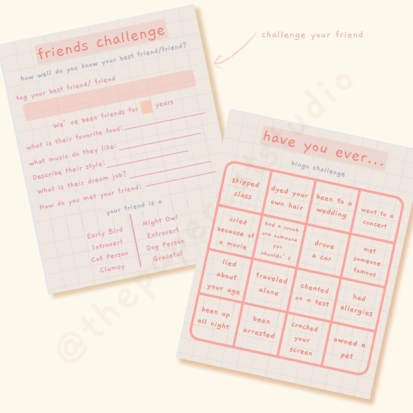 Cute Kawaii Slam Book Templates, Printable Slam Book, Slam Book Digital