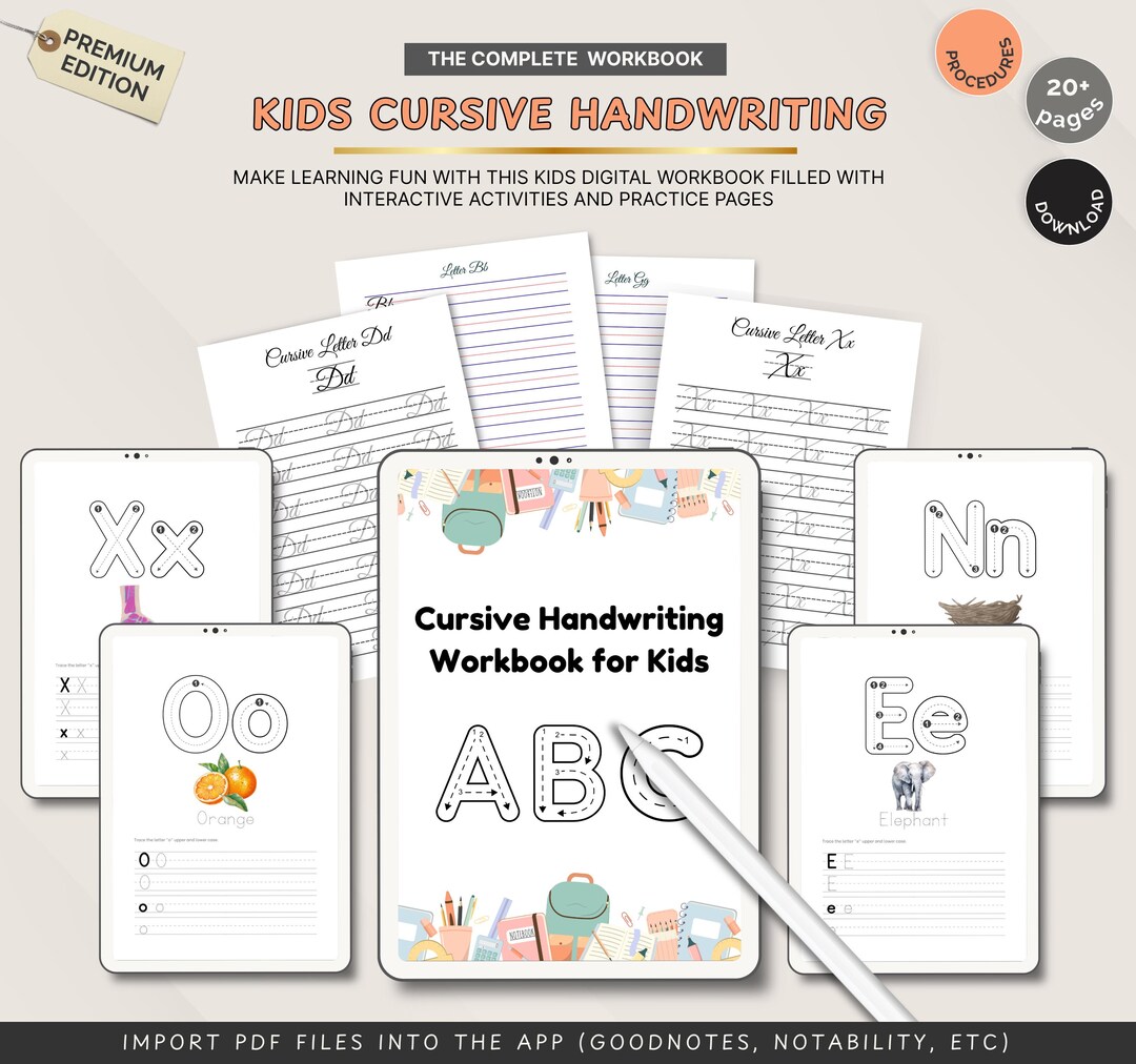 Kids Cursive Handwriting Workbook: Printable Alphabet Tracing Practice ...