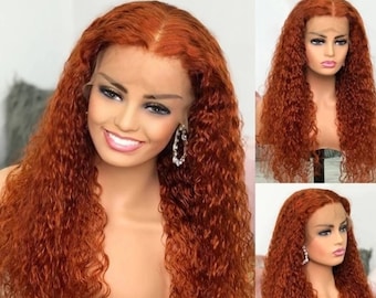 GINGER MANGO|Paprika Lace Front Wig. Copper Love Inspired. Orange DEEP Curly Human Hair.