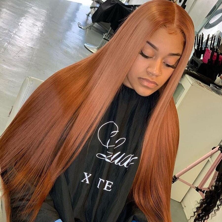 GINGER BROWN Silky Straight 13x4 Frontal Lace Human Hair Wig - Etsy GINGER BROWN Silky Straight 13x4 Frontal Lace Human Hair Wig - Etsy