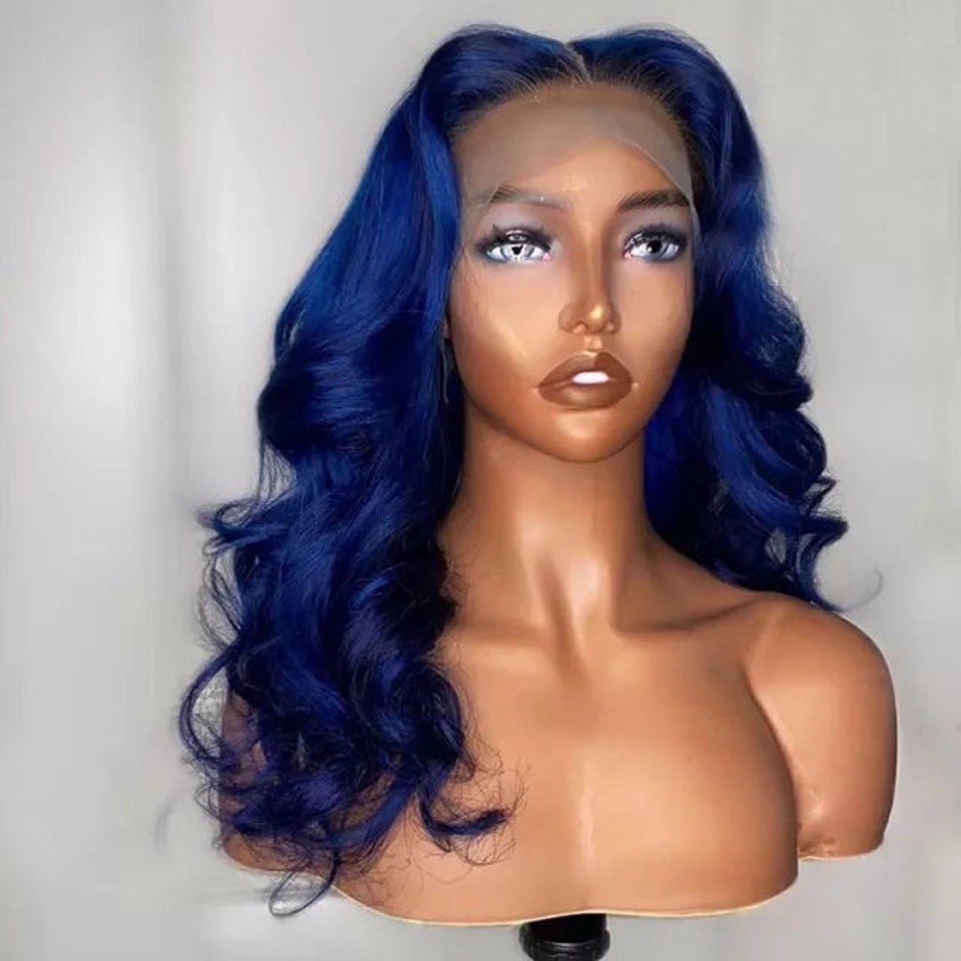 SZA Inspired Blue hair Remy Hair Lace Front Wigs Electric Etsy 日本