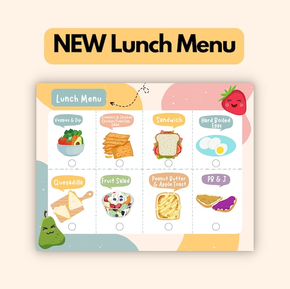 Toddler & Kids Lunch Menu Digital Download Printable - Etsy