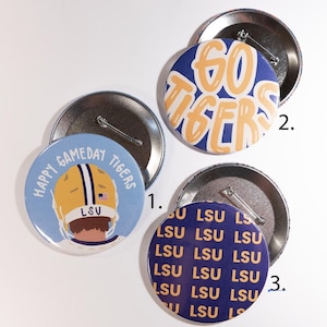 LSU game day buttons 3&quot;