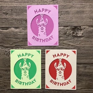 Lama « Joyeux anniversaire » Carte vierge maison avec enveloppe