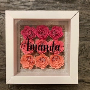 Personalized Shadow Box with Flowers